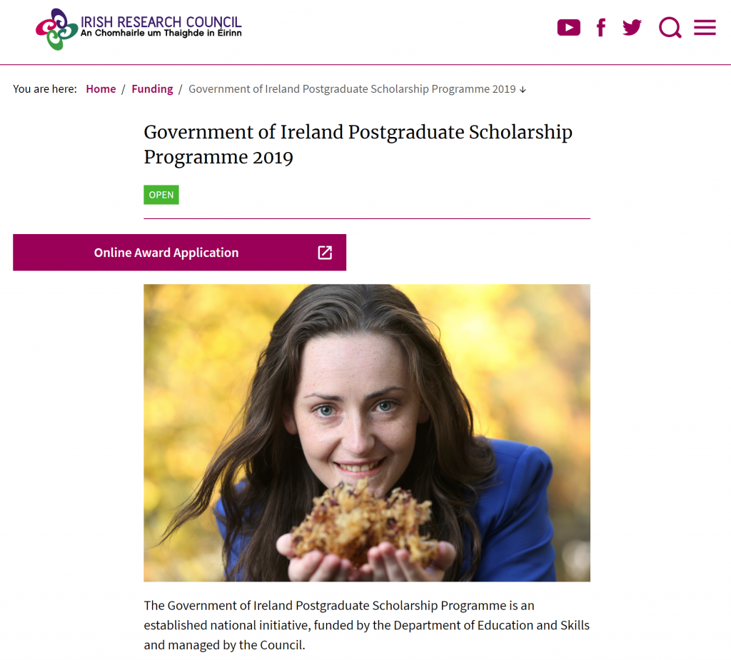 Government of Ireland Postgraduate Scholarship Programme 2019 in Machine Learning or Recommender Systems in Dublin