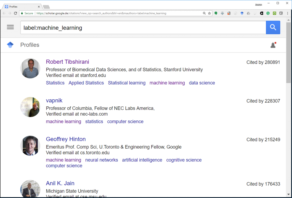 Most-Cited Machine-Learning Researchers on Google Scholar
