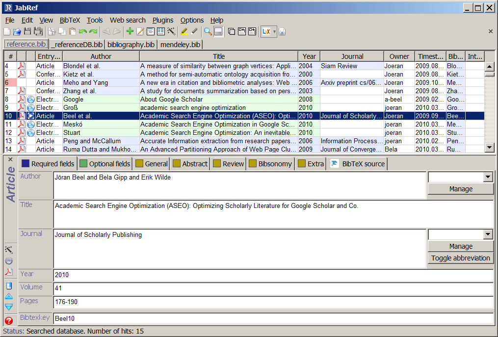 bibtex vs. jabref