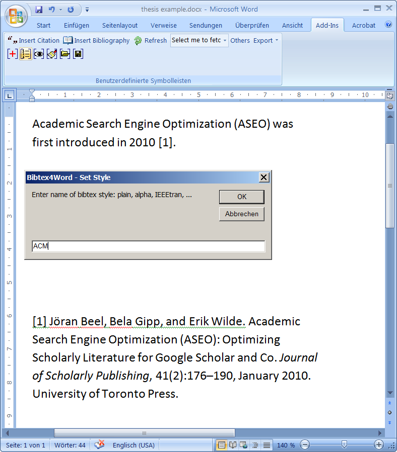 thesis reference software