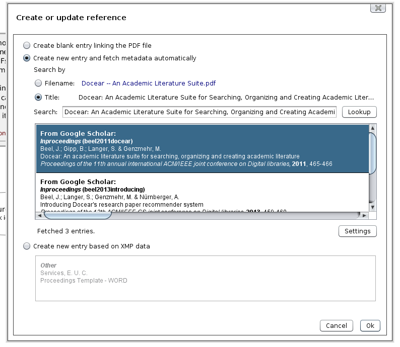 connecting docear with zotero