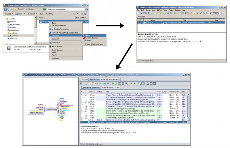 docear references page number