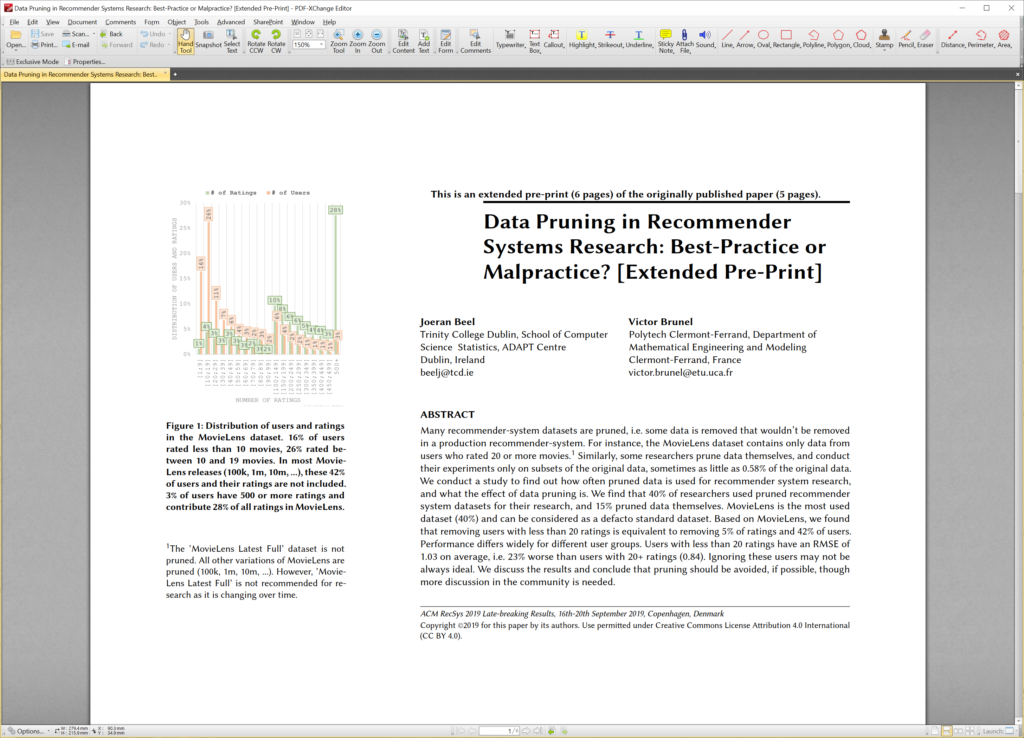 Data Pruning in Recommender Systems Research: Best Practice or Malpractice? Screenshot