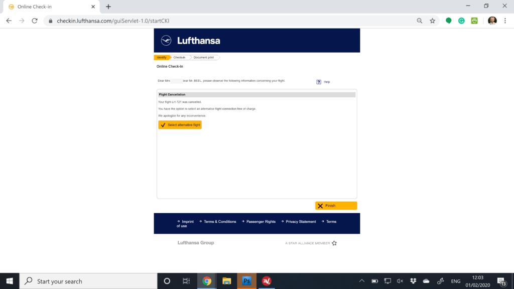 Lufthansa Online Checkin denied, cancelled flight Opodo Experience