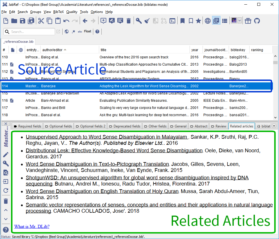 JabRef's Recommendations as a Service via Mr. DLib