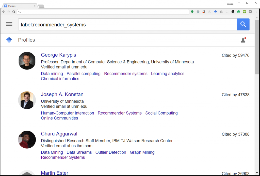 Most-Cited Recommender-Systems Researcher (Google Scholar)