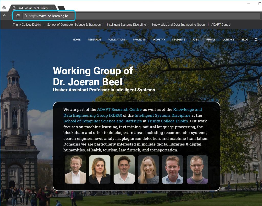 Our new Domain Machine-Learning.ie (Screenshot)