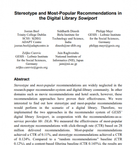 Recommender Systems Dublin