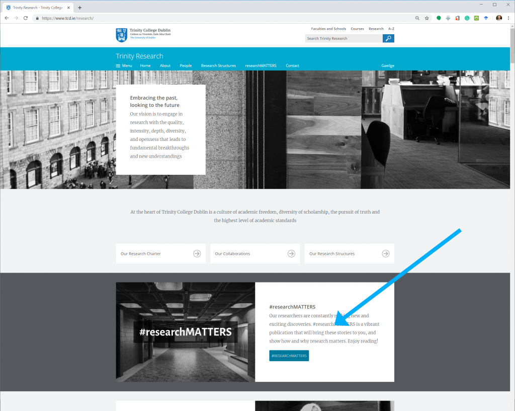 Trinity College Dublin, new Research Homepage